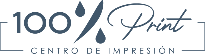 Logo de 100% Print Centro de Impresión. Servicios de imprenta profesional.